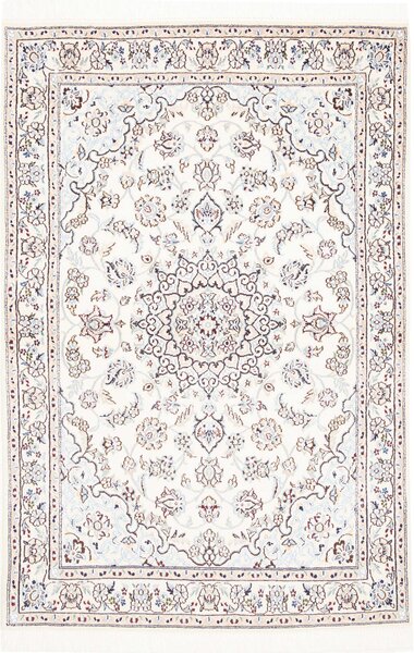 Tappeto Nain 9la Persia Medaglione Avorio Blu 98x149 Cm