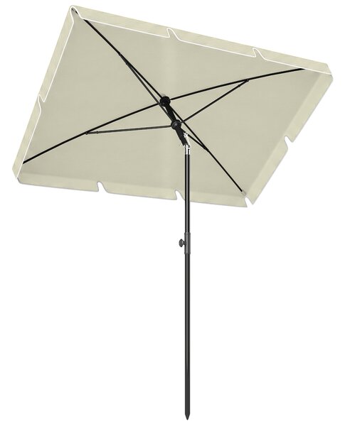 Outsunny Ombrellone da Giardino Rettangolare con Inclinazione Regolabile e Palo in Alluminio, 198x130x240cm, Beige e Nero|Aosom