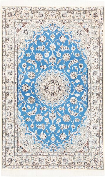 Tappeto Nain 9la Persia Medaglione Azzurro Crema 100x160 Cm