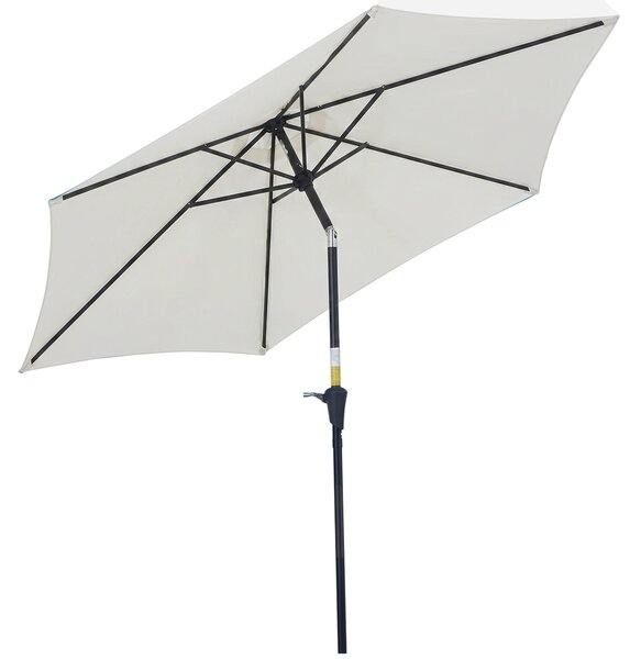 Outsunny Ombrellone da Giardino Inclinabile, Apertura a Manovella, Ø2.7x2.35m Beige|Aosom