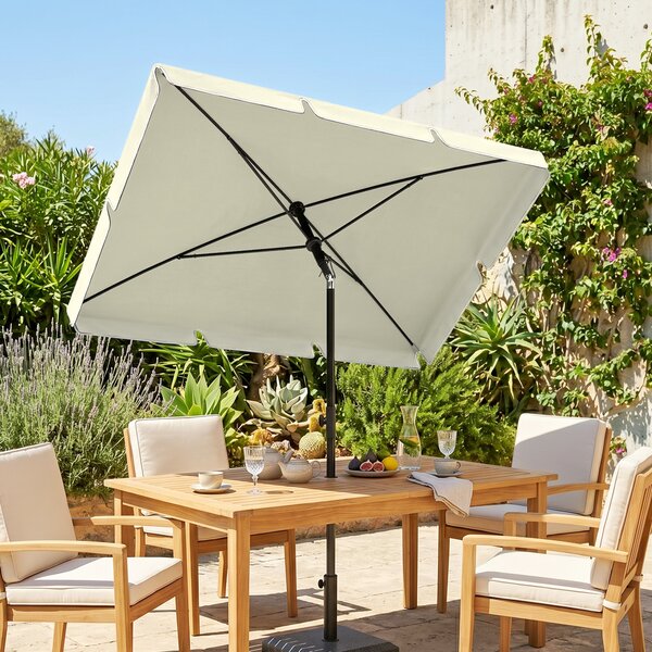 Outsunny Ombrellone da Giardino Rettangolare con Inclinazione Regolabile e Palo in Alluminio, 198x130x240cm, Beige e Nero|Aosom