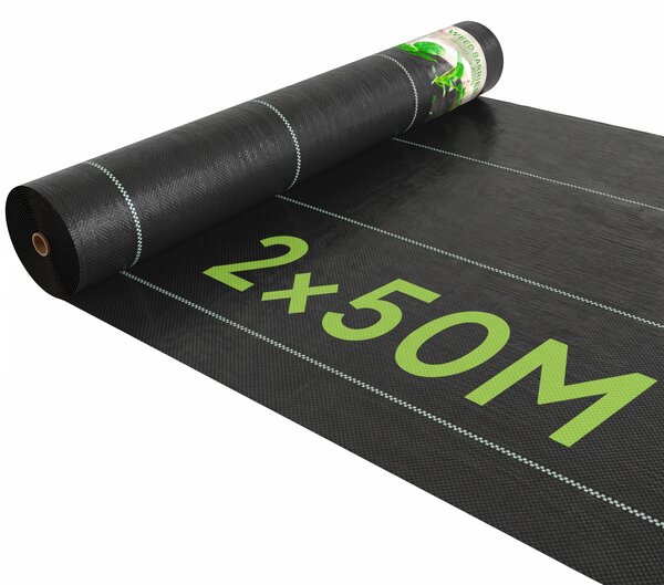 Outsunny Telo Nero Pacciamatura 50x2m per Orto, Serra, Giardino Drenante e Traspirante con Quadrettatura|Aosom