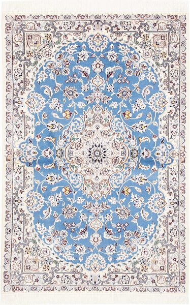 Tappeto Nain 9la Persia Medaglione Azzurro Crema 102x155 Cm