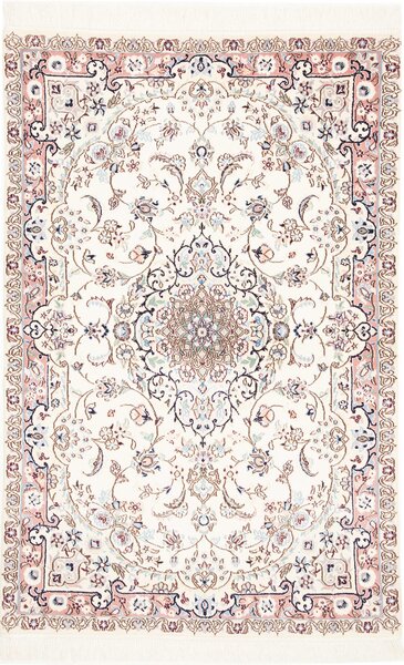Tappeto Nain 9la Persia Medaglione Avorio Blu 103x154 Cm
