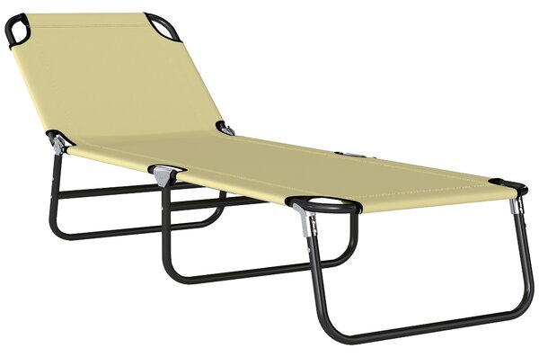 Outsunny Lettino da Giardino con Schienale Regolabile in 5 Posizioni, in Acciaio e Tessuto Oxford, 188x56x28 cm, Beige|Aosom