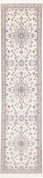 Tappeto Nain 9la Persia Medaglione Avorio Blu 70x300 Cm