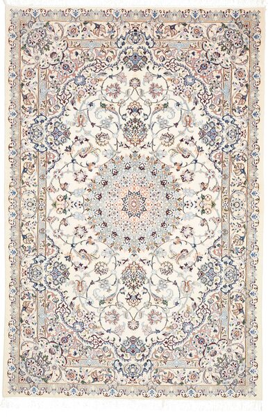 Tappeto Nain 9la Persia Medaglione Avorio Blu 160x242 Cm
