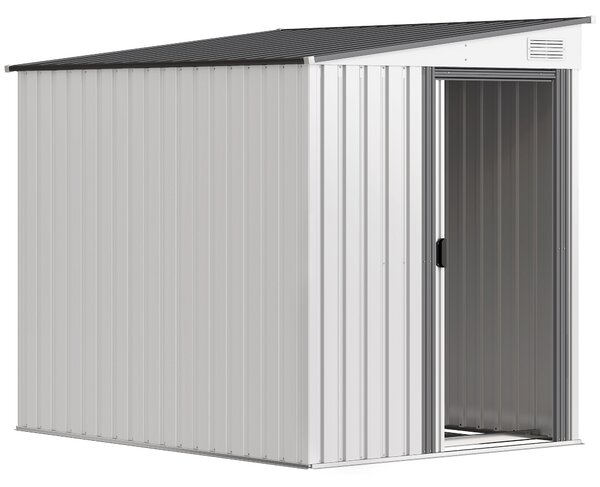 Outsunny Casetta da Giardino in Acciaio con 2 Porte Scorrevoli, 4 Prese d'Aria, 213x130x185cm, Grigio Scuro|Aosom