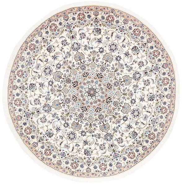 Tappeto Nain 9la Persia Medaglione Crema Azzurro 200x200 Cm