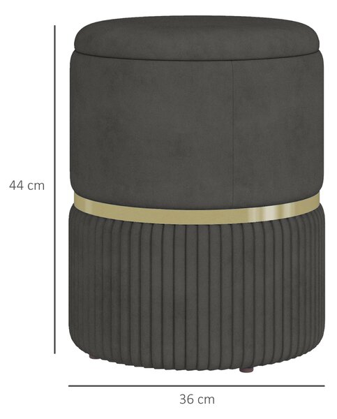 HOMCOM Poggiapiedi da Divano con Superficie Imbottita, Coperchio Rimuovibile, Piedini Antiscivolo, 36x36x44 cm, Grigio, Pouf Contenitore|Aosom