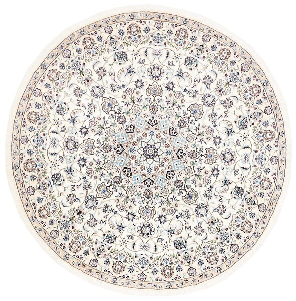 Tappeto Nain 9la Persia Medaglione Crema Blu Beige 200x200 Cm