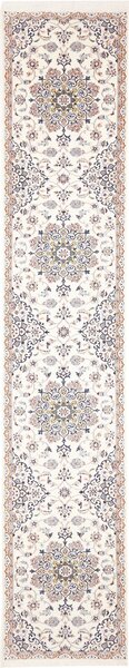 Tappeto Nain 9la Persia Medaglione Avorio Blu 69x386 Cm
