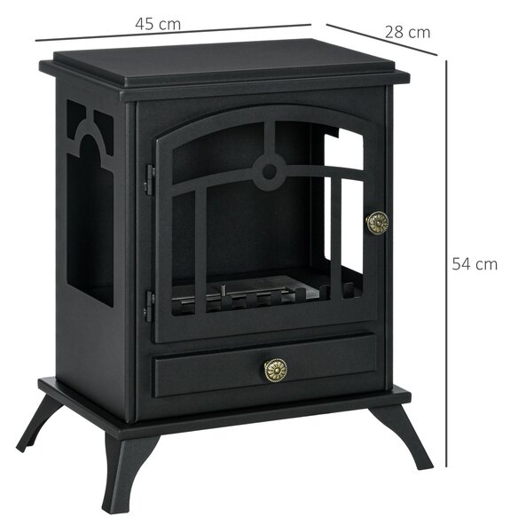 HOMCOM Camino Bioetanolo da terra con Bruciatore da 1.2L per 3 Ore di Durata, Stile Classico in Acciaio, 45x28x54cm, Nero | Aosom Italy