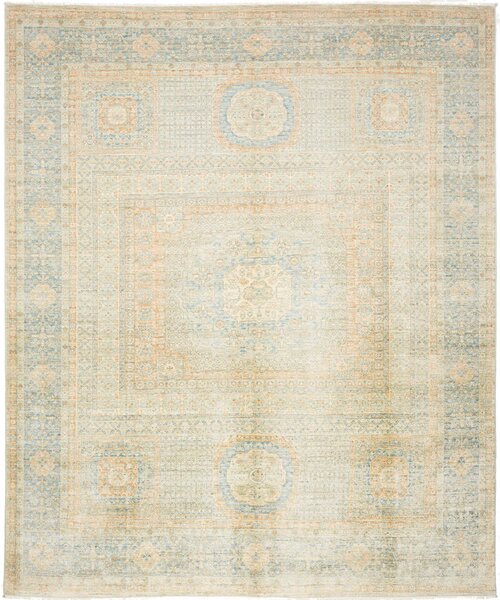 Tappeto Mamlouk Pakistan Medaglione Azzurro Crema 240x294 Cm