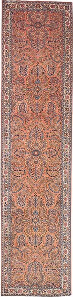 Tappeto Sarough Persia Floreale Pesca Blu 92x403 Cm
