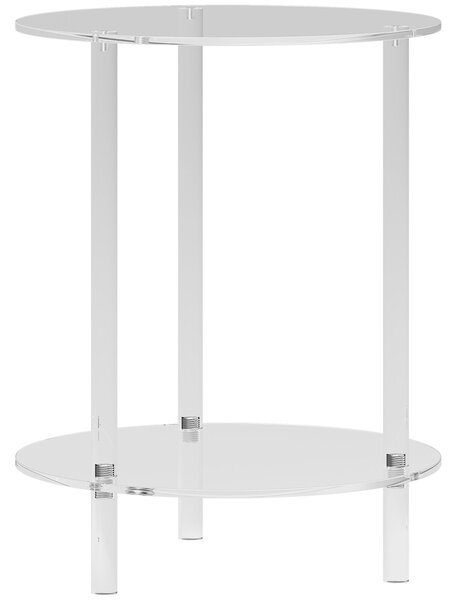 HOMCOM Tavolino Basso Rotondo a 2 Livelli in Acrilico per Interni, Ø40x50 cm, Trasparente