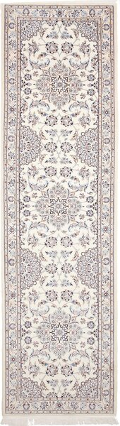 Tappeto Nain 9la Persia Medaglione Crema Azzurro 85x313 Cm