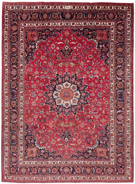Tappeto Mashad Persia Medaglione Rosso Blu 248x340 Cm