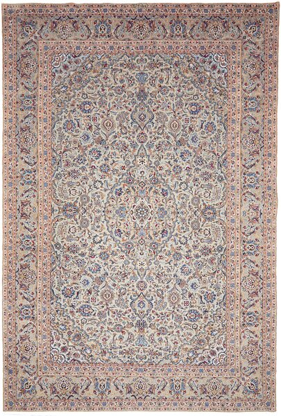 Tappeto Kashan Persia Medaglione Avorio Blu 275x400 Cm