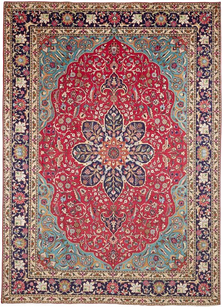 Tappeto Tabriz Persia Medaglione Rosso Blu 250x340 Cm