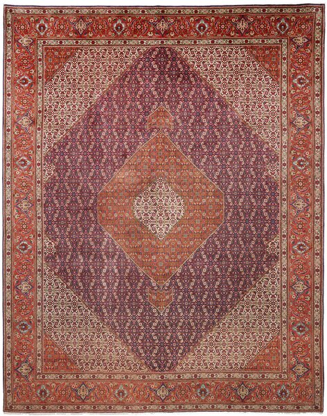 Tappeto Tabriz Persia Medaglione Viola Arancio 305x390 Cm