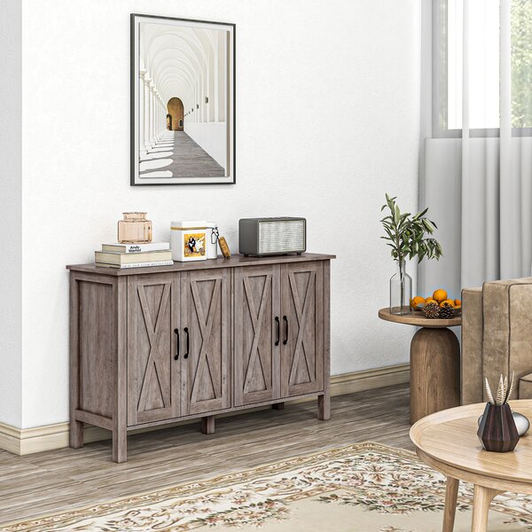 HOMCOM Mobiletto Multiuso stile Rustico con 4 Ripiani Portaoggetti Regolabili, in Legno, 120x37x75 cm, Grigio
