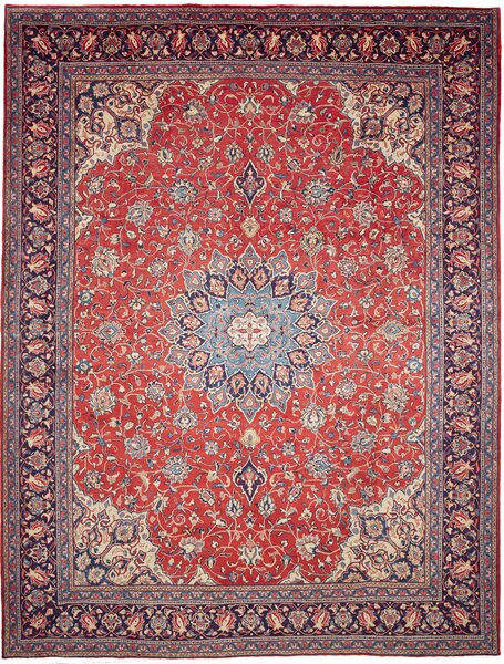 Tappeto Sarough Persia Astratto Rosso Blu 303x398 Cm