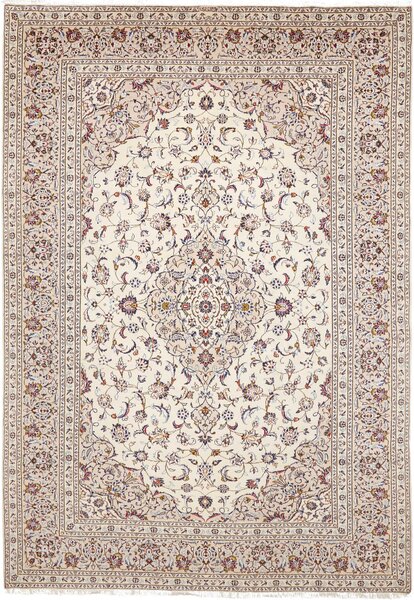Tappeto Kashan Persia Medaglione Avorio Blu 246x354 Cm