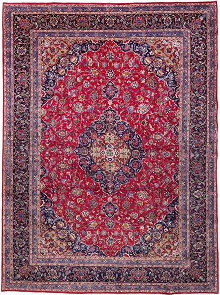 Tappeto Kashmar Persia Medaglione Rosso Blu 295x397 Cm