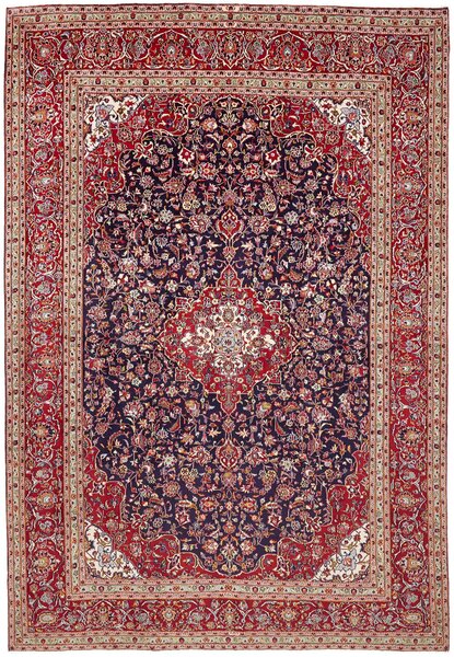 Tappeto Kashan Persia Medaglione Blu Notte Rosso 248x360 Cm