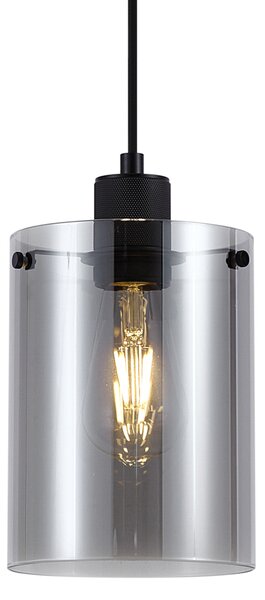Lampada a sospensione di design nera con vetro fumé - Domo