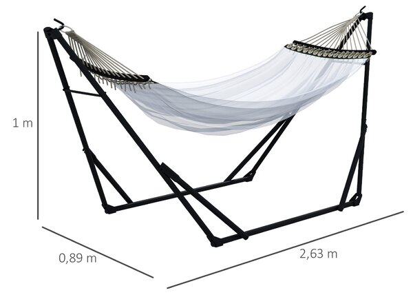 Outsunny Supporto per Amaca 120kg max con Amaca e Borsa Incluse, in Metallo, 263x89x100 cm, Nero e Bianco | Aosom Italy