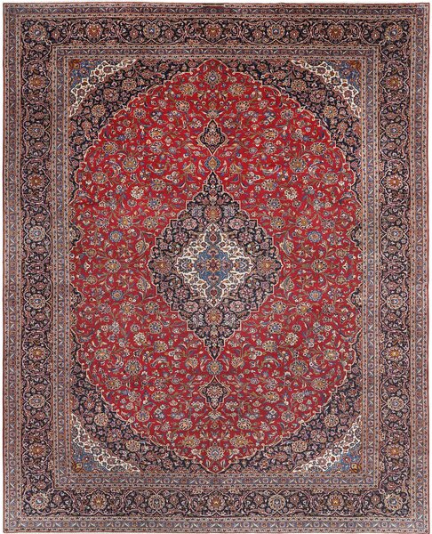 Tappeto Ardakan Persia Medaglione Rosso Blu 400x503 Cm