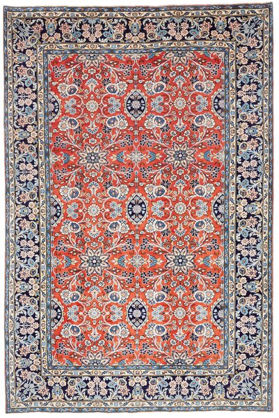 Tappeto Kashan Persia Floreale Rosso Blu 200x303 Cm