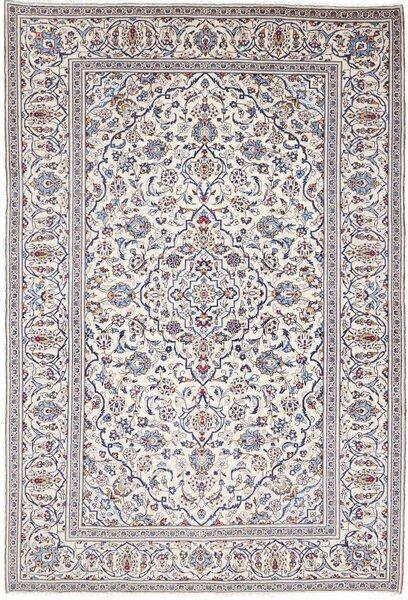 Tappeto Kashan Persia Medaglione Avorio Blu 197x290 Cm