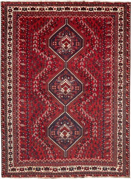 Tappeto Shiraz Persia Astratto Rosso Blu 220x303 Cm