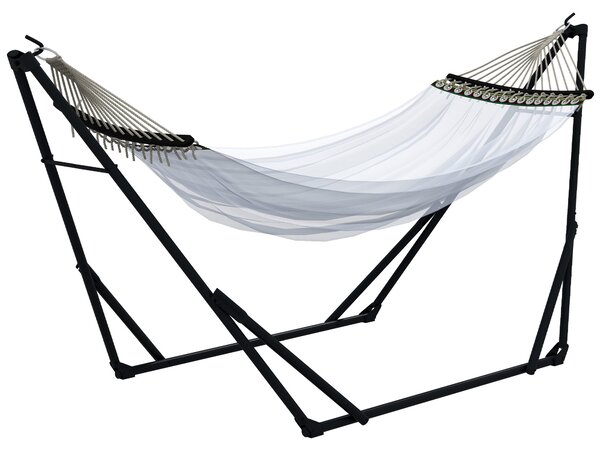 Outsunny Supporto per Amaca 120kg max con Amaca e Borsa Incluse, in Metallo, 263x89x100 cm, Nero e Bianco | Aosom Italy