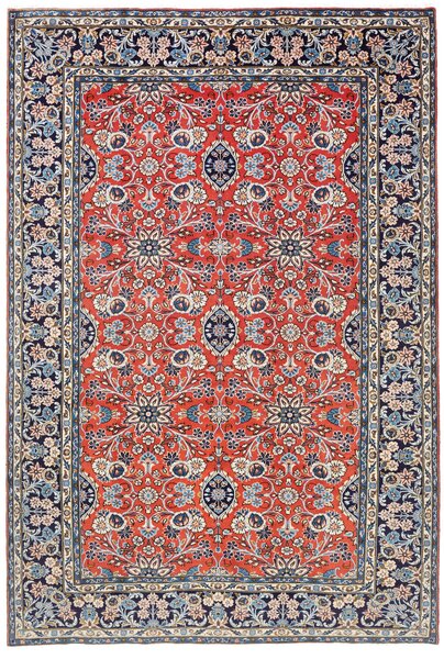 Tappeto Kashan Persia Floreale Rosso Blu 198x292 Cm