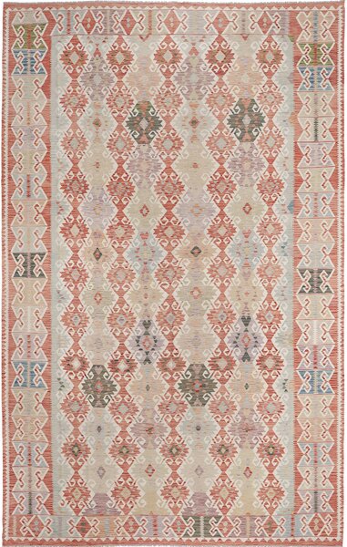 Tappeto Kilim Afghanistan Geometrico Beige Arancio 302x486 Cm