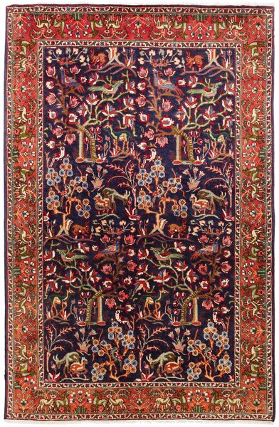 Tappeto Tabriz 40 Raj Persia Astratto Blu Rosso 98x153 Cm