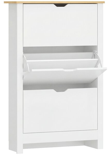 HOMCOM Scarpiera Slim per 18 Paia di Scarpe, 3 Cassetti con 2 Ripiani Regolabili e Rimovibili, 72x26x112 cm, Bianco | Aosom Italy