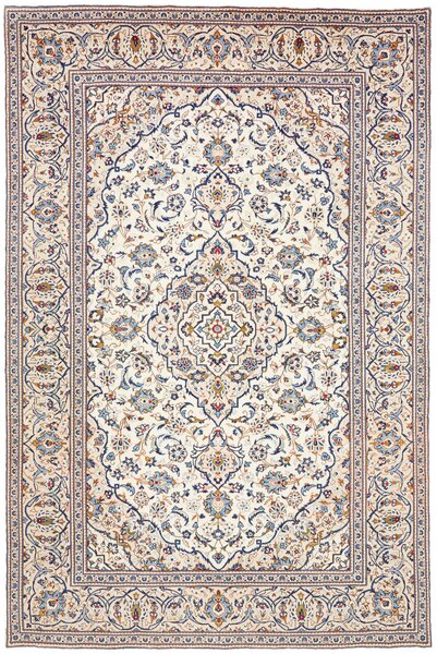 Tappeto Kashan Persia Medaglione Crema Blu 200x295 Cm