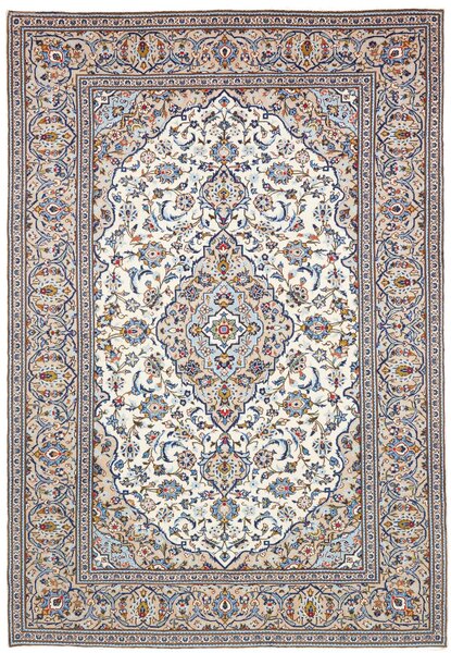 Tappeto Kashan Persia Medaglione Avorio Blu 195x295 Cm