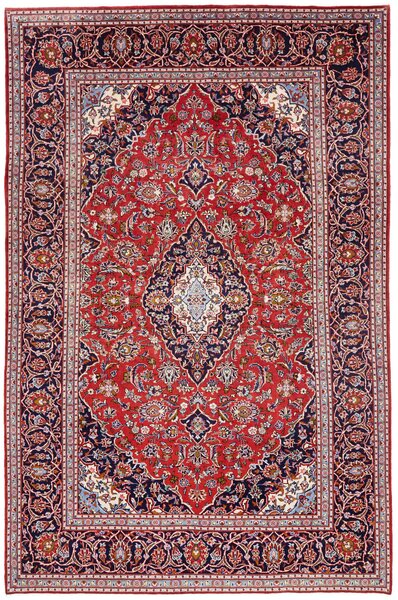 Tappeto Ardakan Persia Medaglione Rosso Blu Scuro 206x313 Cm