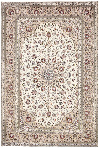 Tappeto Kashan Persia Medaglione Avorio Beige 197x297 Cm