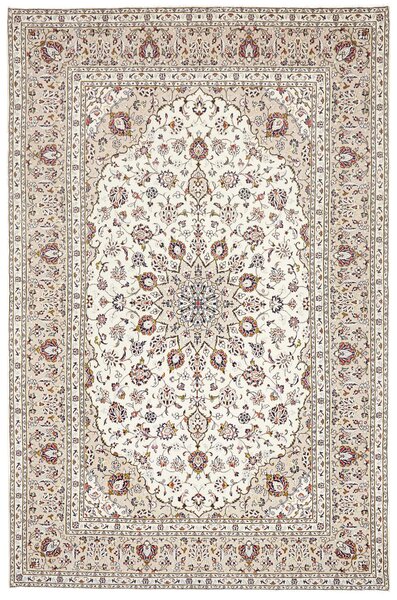 Tappeto Kashan Persia Medaglione Crema Beige 196x300 Cm