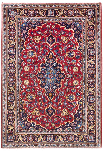 Tappeto Kashan Fine Persia Medaglione Rosso Blu 105x155 Cm