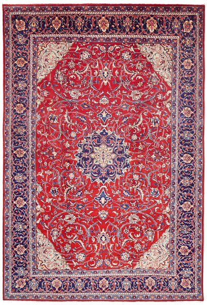 Tappeto Sarough Persia Medaglione Rosso Blu 212x314 Cm