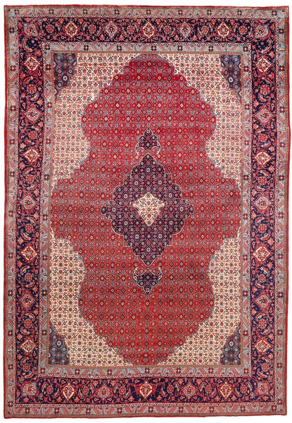 Tappeto Sarough Persia Medaglione Rosso Blu Beige 214x313 Cm