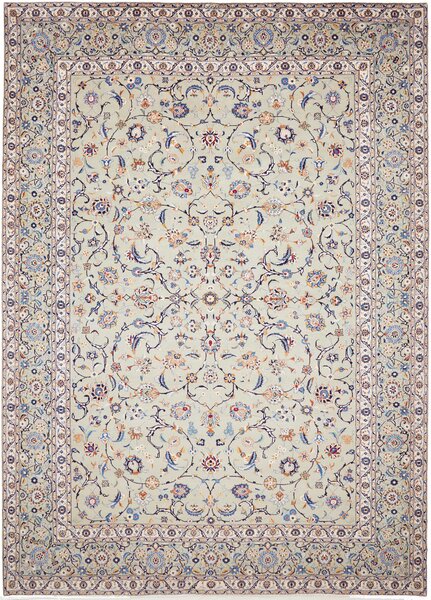Tappeto Kashan Persia Floreale Verde Salvia Blu 277x390 Cm